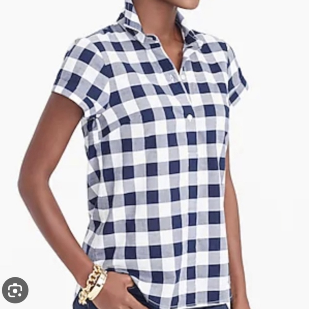 NWT J. Crew Factory Gingham Short-Sleeve Popover